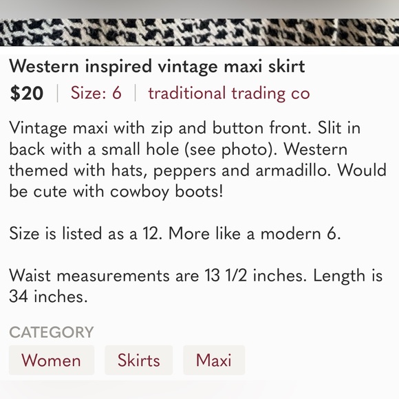 Western Inspired Vintage Maxi Skirt - Picture 2 of 6